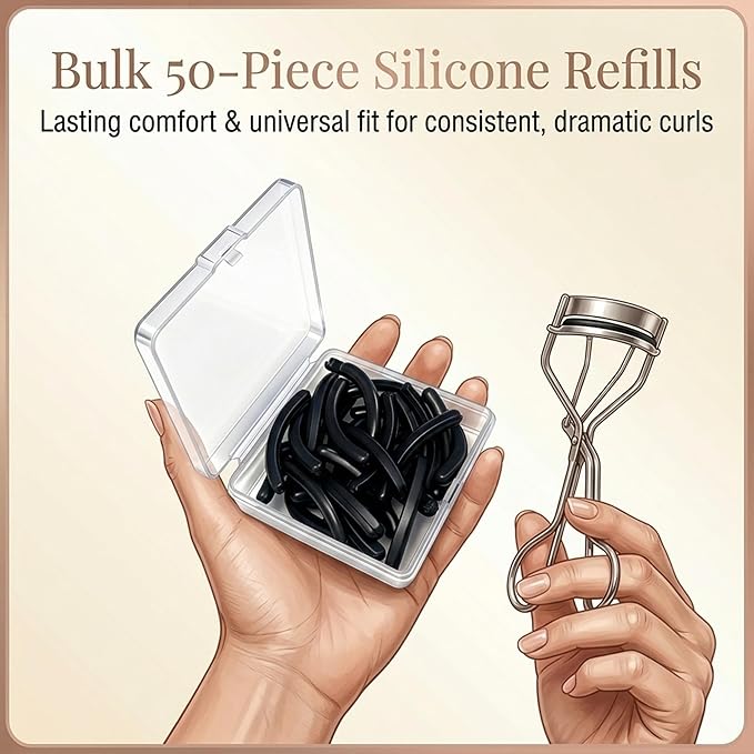 50Pack Compatible for Shiseido Eyelash Curler Refill Pads,Bulk 50-Piece Silicone Eyelash Curler Refills Compatible wtih Shiseido Lash Curler-Long Lasting Use.