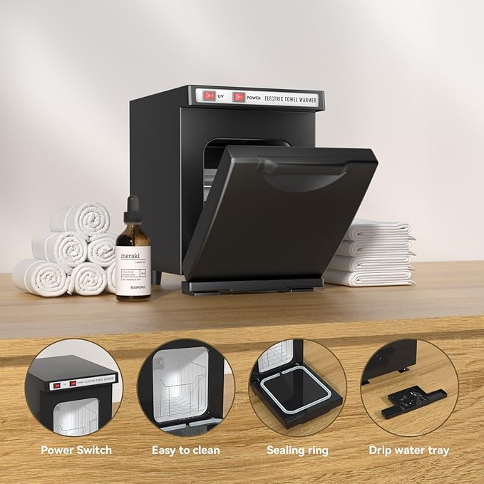 Towel Warmer 5L-Black, 2-in-1 Professional Mini Small Hot Towel Warmer for Spa, Facial Towel Cabinet for Solo Estheticians, Small Salons & Home Spa (Fits 10-15 Towels)