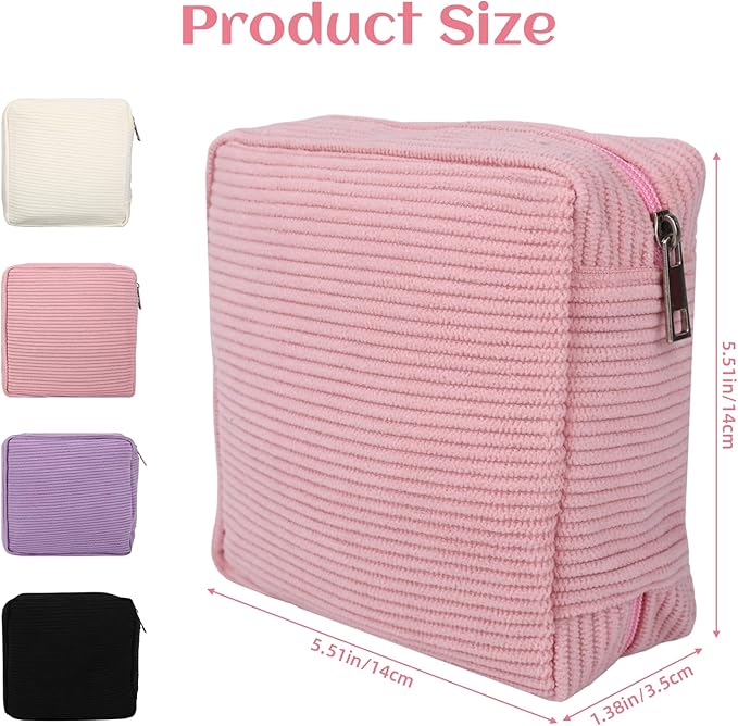 4Pcs Sanitary Napkin Storage Bag, Portable Period Bag for Teen Girls Woman, Pad Pouch Tampon for Purse, Reusable Zipper Period Pouches for Teen School Office Travel Feminine Care Organizer Solid color