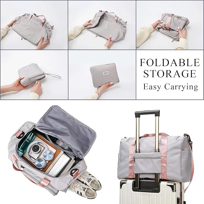 Flycalf Personalized Duffel Bag Dance Travel Bag with Embroidery Name Foldable Shoe Compartment for Sports Gym
