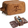 Janhavi Large Travel Essentials Toiletry Bag, Waterproof PU Leather Initials & Mountain, Groomsmen Gifts, Men's Accessories Organizer, Travel Bags for Men, Gifts for Men(Brown T)