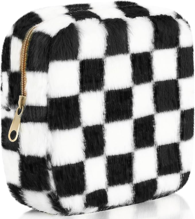 Sanitary Napkin Storage Bag, Period Bag for Teen Girls, Checkered Portable Menstrual Pad Pouch for Panty Liners, Tampon Storage Pouch for Women Ladies Daily Use Storage Purse Travel