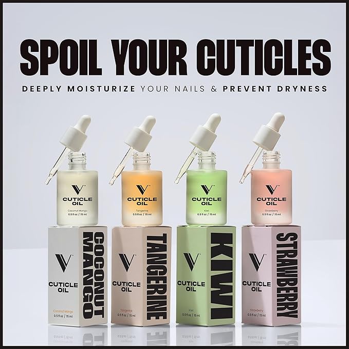 V Beauty Pure Cuticle Oil for Nails - Natural Nail and Cuticle Oil, Softens, Moisturizer, and Conditions, Products for Manicure and Pedicure, Non-Greasy, Promotes Flexibility, Coconut Mango - 15ml