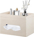 Fanousy Large Tissue Box Cover Rectangle with Tray on Top, PU Leather Facial Tissue Holder with Storage, Fits 230-Count Family Size Kleenex, Modern Nightstand Organizer for Bathroom Office Home Decor