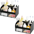 Makeup Organizer with 2 Drawers, Cosmetic Storage for Dresser Vanity and Bathroom Countertop,Make up organization and Skincare Storage with Beauty Brush Holder, Cosmetic Display Case 2Pcs Black
