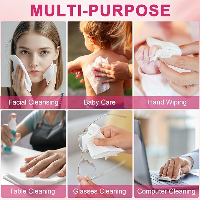 FACEMADE 48 Count (4 Packs) Disposable Travel Towels, 100% USDA Biobased Face Towels Disposable for Outdoor Cleaning, Clean Towels for Remove, Cleanse & Dry, Super Soft and Thick Dry Wipes