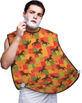 Waterproof Beard Grooming Bib, Horse Red Plaid Shave Bib, Non-Stick Hair Catcher for Shaving Trimming, Apron Essential for Men Dad
