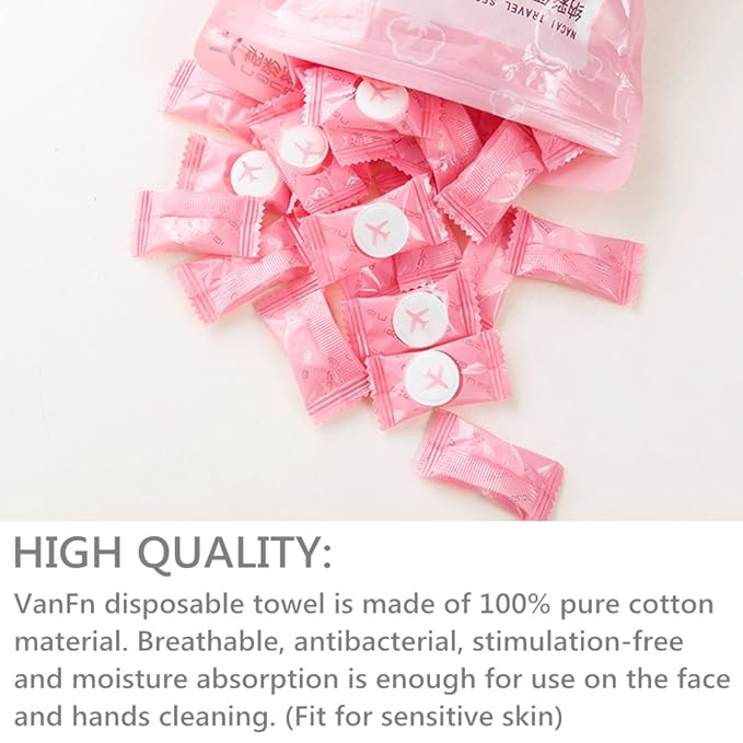 VanFn Disposable Mini Compressed Towel, 100 Count, Pure Cotton Material, Skin-Friendly, Portable, Easy to Use, Ideal for Travel, Home, Outdoor Activities