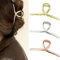 Hair Claw Big Shark Hair Barrette Clamps - Strong Hold Metal Barrettes for Women and Girls, Large Hair Accessories 3 Pcs (Matte Silver, Gold, Rose Gold)