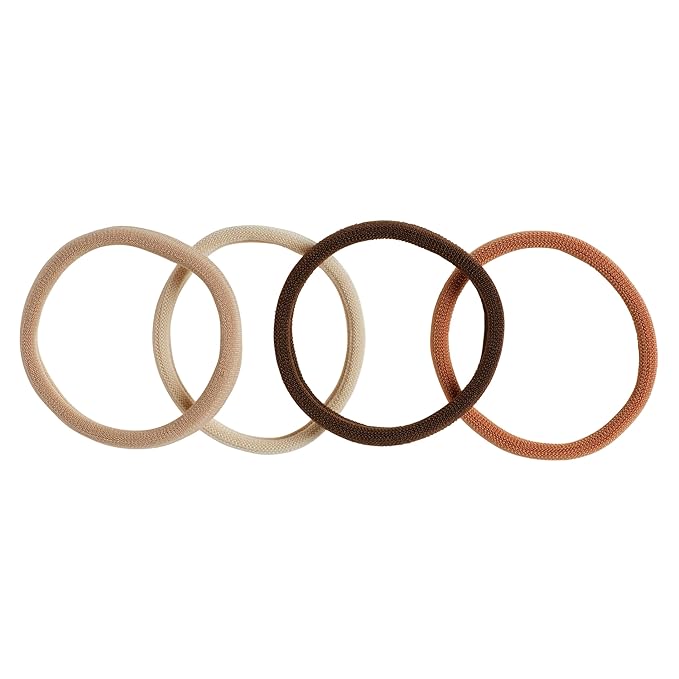 Goody Ouchless Sweater Hair Ties, 8 Ct Warm Tones, Gentle, Secure & Damage-Free Elastic Bands for All Occasions, No Snag or Pull Styling Accessories for Women & Men, For Thick Hair