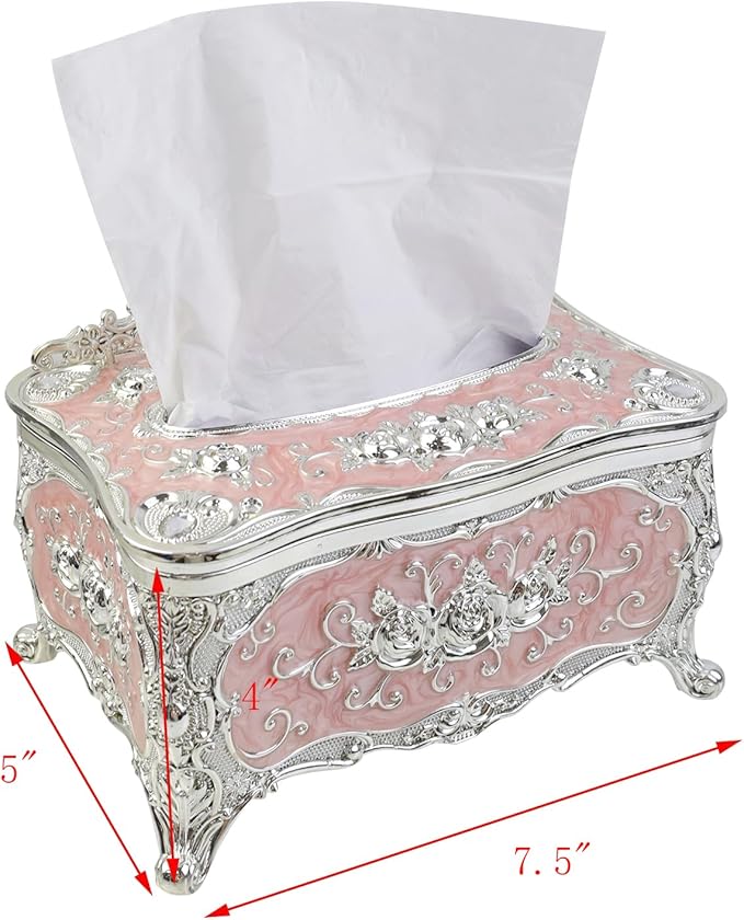 Geesatis Tissue Box Cover, Rectangle Tissue Box Holder, Rectangular Napkin Facial Tissues Holder for Bathroom Toilet Bedroom Living Room Table Desk Office Dresser, 1 Pcs Pink 7.5''x5''x4''