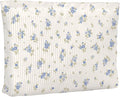 Cute Floral Makeup Pouch for Women Small Make Up Bag for Purse Zipper Initial Makeup Cosmetic Bags Pouches for Purse Aesthetic Travel Toiletry Bags,Cute Blue Floral
