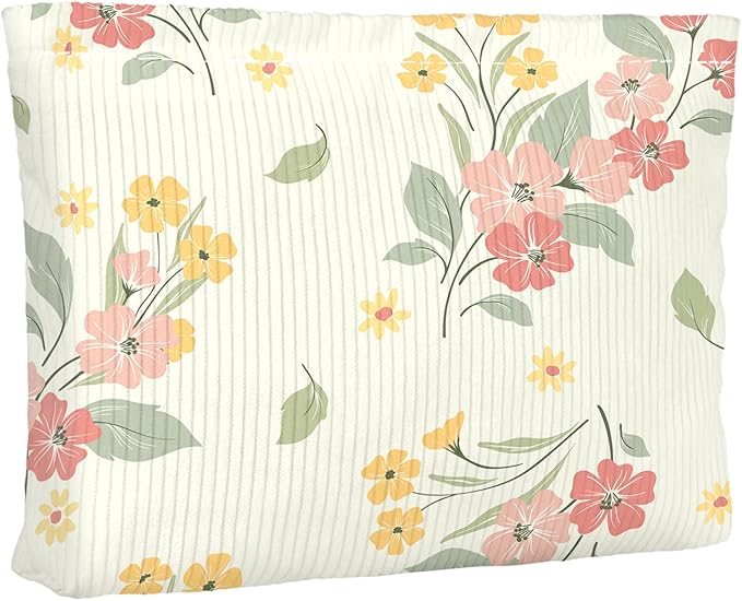 Cute Floral Makeup Pouch for Women Small Make Up Bag for Purse Zipper Initial Makeup Cosmetic Bags Pouches for Purse Aesthetic Travel Toiletry Bags, Elegent Pink Yellow Floral