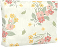 Cute Floral Makeup Pouch for Women Small Make Up Bag for Purse Zipper Initial Makeup Cosmetic Bags Pouches for Purse Aesthetic Travel Toiletry Bags, Elegent Pink Yellow Floral