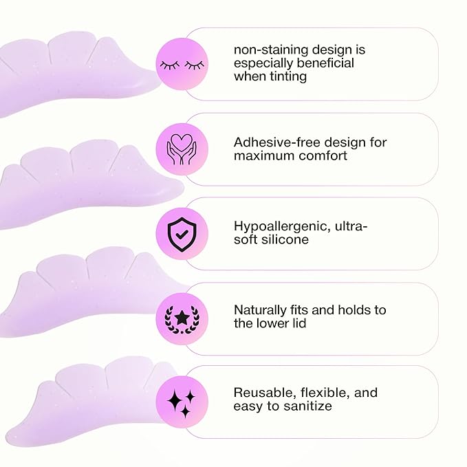 Curacoro Lower Lash Lift Shields, 4 Pcs Lash Lift Pads Self Adhesive, Bottom Eye Rods for Lifting and Curling, Reusable Silicone Tools for Eyelash Perm Lamination