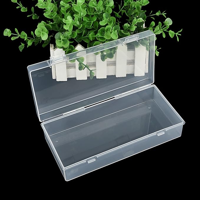 6 Pack Rectangular Clear Plastic Storage Containers Box with Hinged Lid for Beads and Other Small Craft Items (7.28 x 3.54 x 1.77 inch)