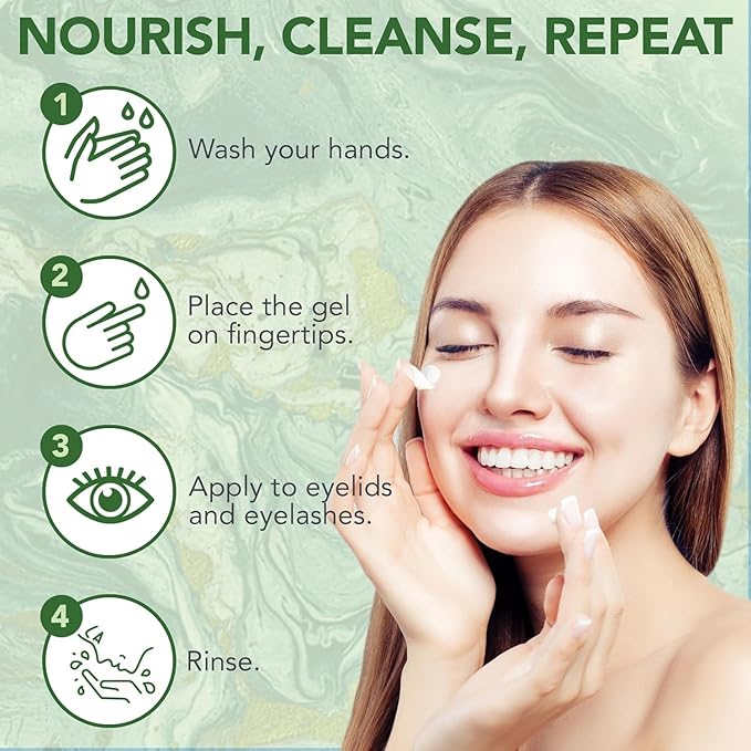NOVEHA Tea Tree Eyelid Gel Cleanser - for Blepharitis, MGD, and Dry Eye with Pro-Vitamin B5, Hyaluronic Acid, and Cucumber Extract - Gentle Cleansing, Soothes Itchy Eyelid and Burning Eyes - 3PK-50mL