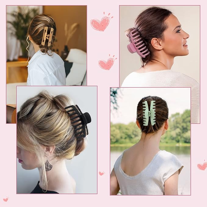 laxizar Claw Clip Hair Clip 8 Pack 4.3 Inch Rectangular Hair Clips for Women Girls Large Hair Jaw Clips Hair Clamps