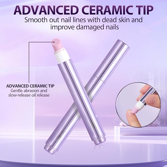 3-in-1 Cuticle Oil Pen, Cuticle Pusher, Nail Oil Pen with Ceramic Tip, Dry & Damaged Nails, Nail Cuticle Remover, Moisturize & Repair, 3PCS