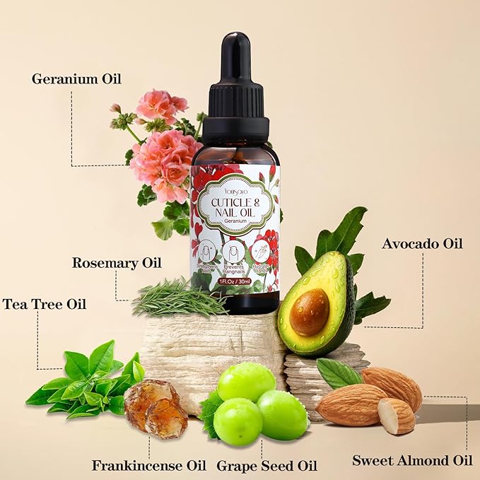 3 PCS Geranium Cuticle Oil for Nails Care, Healthier-Looking Nails, Soften Cuticles, Strengthen Nails, Hydrating Hand Oil