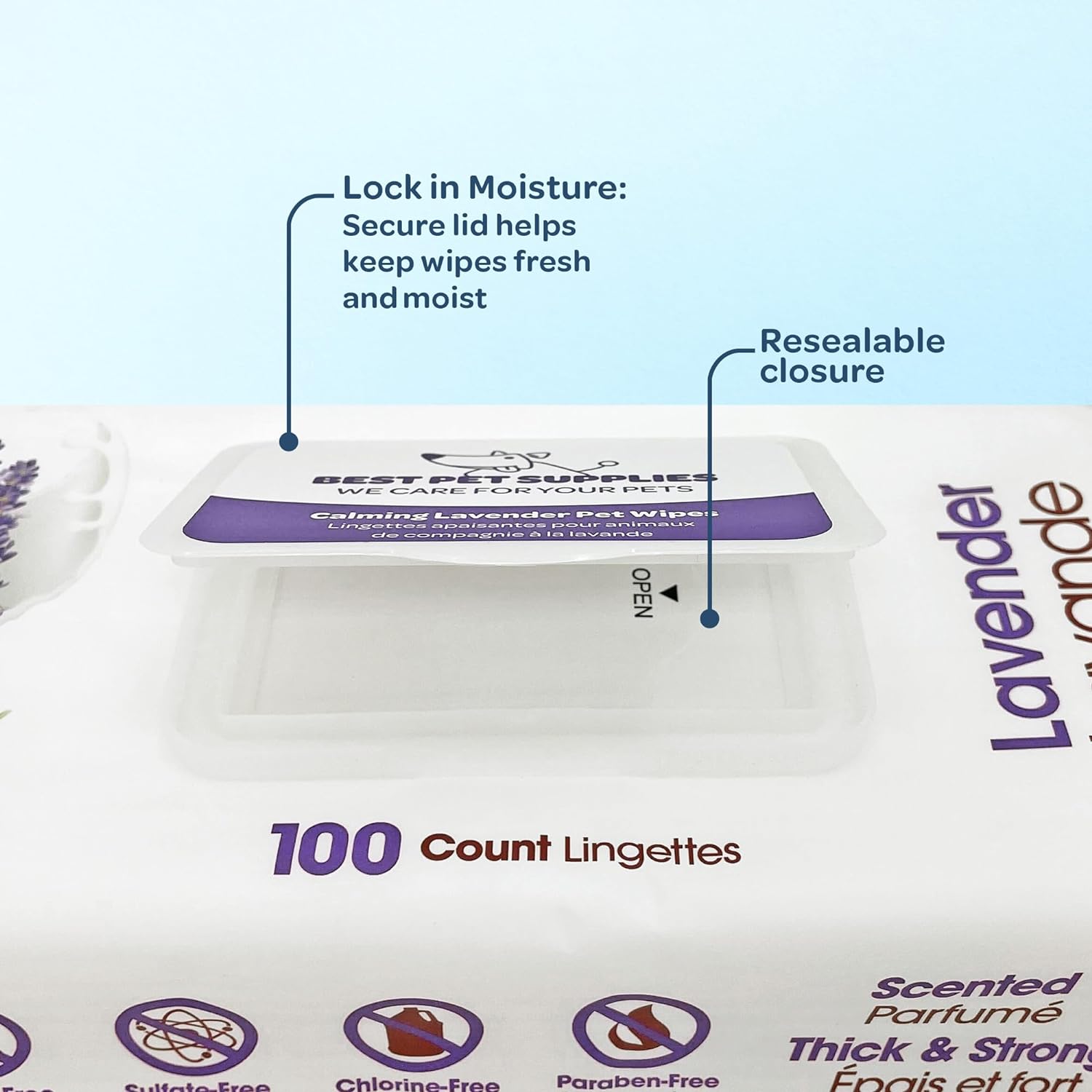 Best Pet Supplies Pet Grooming Wipes for Dogs & Cats,Deodorizer for Coats & Dry, Itchy, or Sensitive Skin, Clean Ears, Paws, Body, & Butt - Calming Lavender, 400 Count