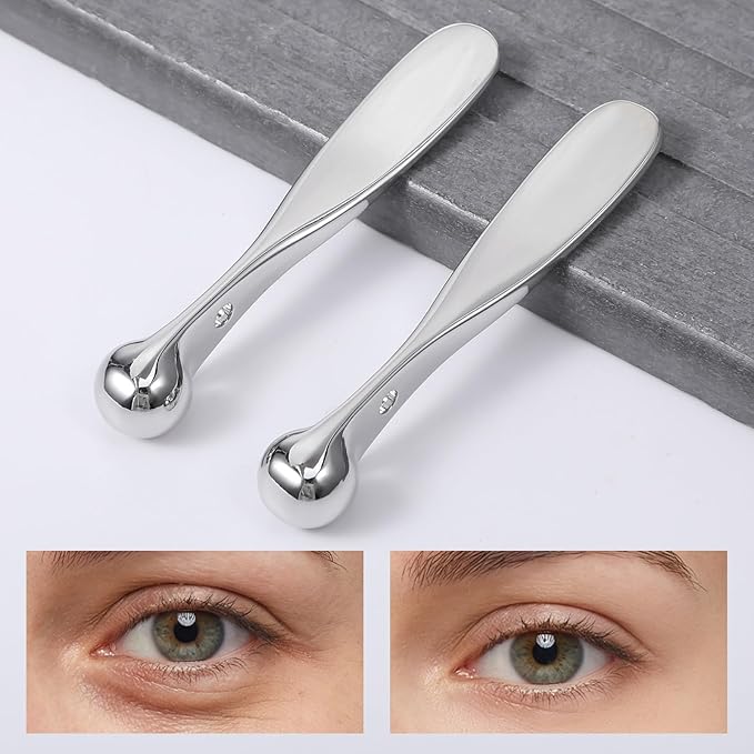 6Pack Metal Eye Cream Applicator, Roller Ball Scraper Massage Stick Tool for Reducing Depuffer Puffiness Eye Massage Tool