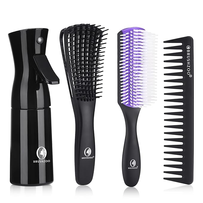 BRUSHZOO Detangling Hair Brush for Curly Hair, Hair Brushes for Women Men Kids Blowdrying Styling, Detangler Brush for Wet Dry Thick Wavy Hair