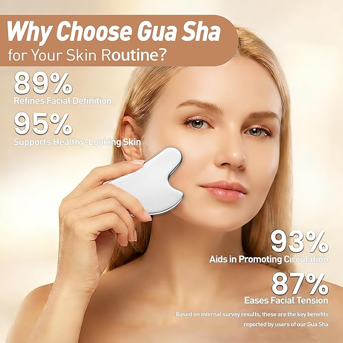 Gua Sha Facial Tools Set, Stainless Steel Guasha Tool for Massage, Manual Body Massage Tool for Jawline Sculpting and Puffiness Reducing, Gua Sha Facial Massage Tool