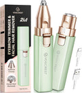 VOGCREST Hair Trimmer, 2 in 1 Facial Hair Remover & Eyebrow Trimmer for Women - Rechargeable, Portable, LED Light