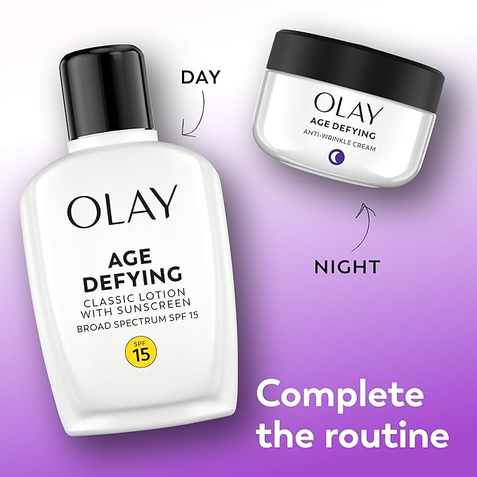 Olay Face Moisturizer, Age Defying Classic Daily Renewal Lotion,With Sunscreen,Classic,4 oz,(Pack of 2)