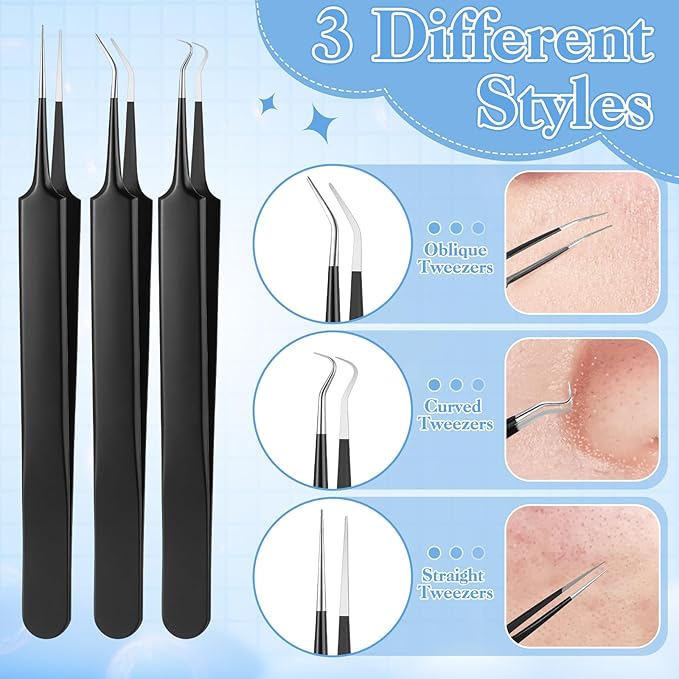 9 PCS Blackhead Extraction Tool Kit, Blackhead Remover Tool Comedones Extractor Acne Removal Kit for Nose Face