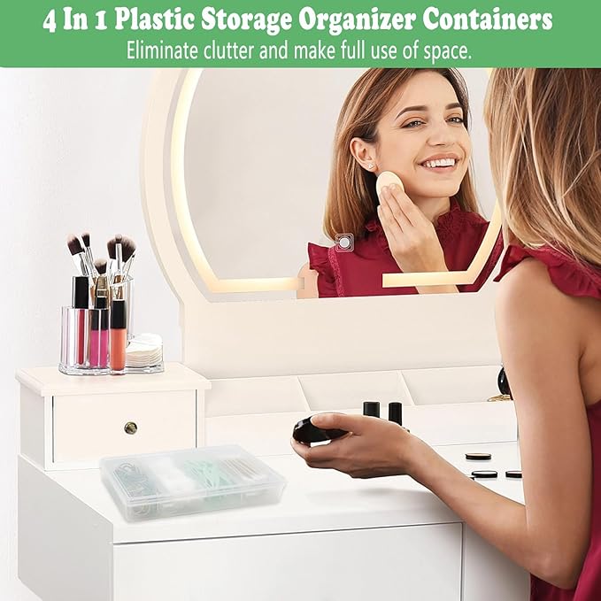 Cotton Swab Holder for Travel, 4 in 1 Portable Small Dental Floss Holder, Travel Floss Picks Case with Dustproof Lid, Clear Plastic Small Travel Containers for Cotton Bud Hair Ties