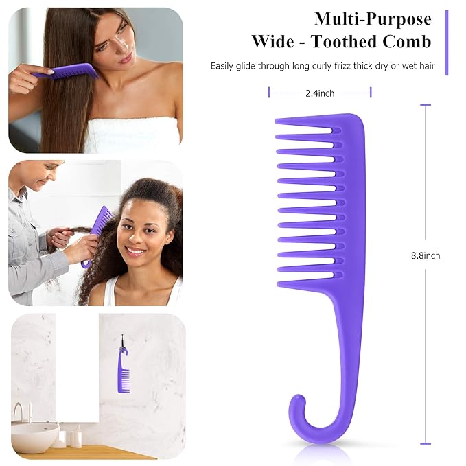 Detangling Hair Brush, Detangling brush for Adults and Kids, Comb Set for Kinky Curly Coily and Wavy Hair, For Wet and Dry Hair, Afro American Type 3a-4c, Comfortable Grip(Purple)