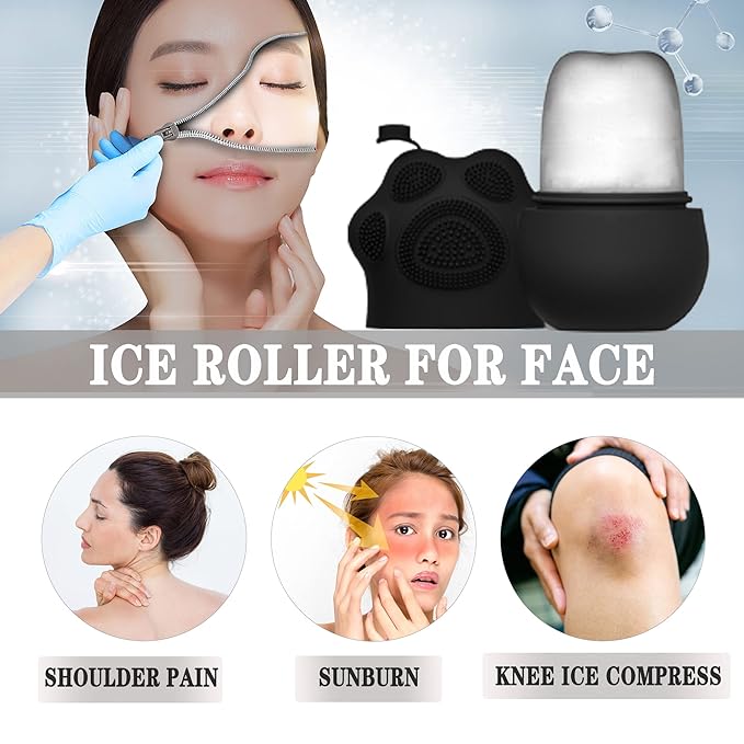Ice Face Roller Massager Enhance the Glow, Ice Roller for Eyes and Neck Naturally Conditioning and Skin Care, Reusable Massage Silicone Ice Mold