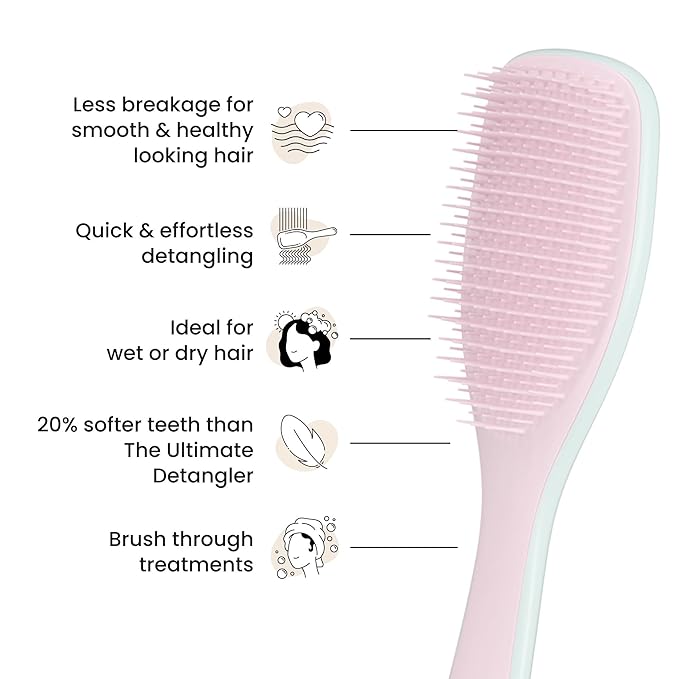 Tangle Teezer Fine Ultimate Detangler Brush, Dry & Wet Hair Brush to Detangle & Reduce Breakage for Fine Hair Types, Marshmallow Pink & Mint
