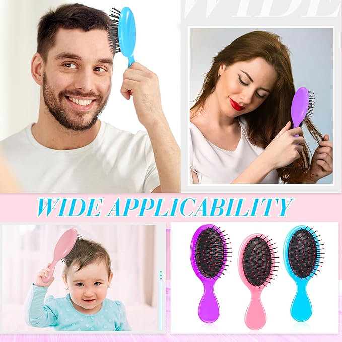 100 Colorful Mini Travel Detangling Brushes - Soft Bristles for Smooth, Tangle-Free Hair Combing for Dry/Wet Hair, Kids and Women
