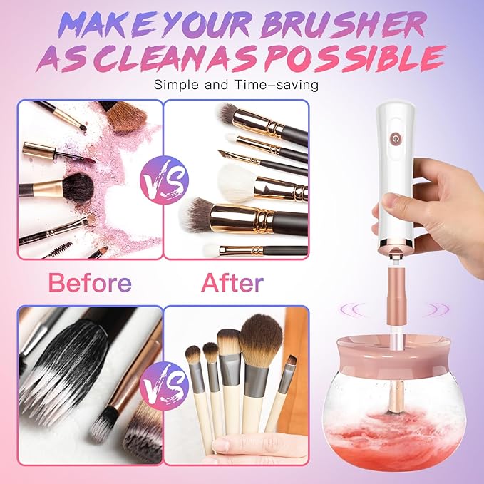Makeup Brush Cleaner Machine - Super Fast Makeup Brush Cleaner and Dryer - Automatic Brush Cleaner Tool Suit for Most Makeup Brush Sizes