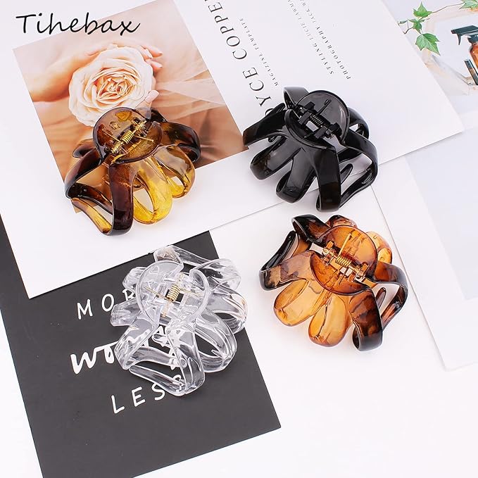 4PCS Extra Large Strong Hold Hair Clips for Thick and All Hair Types - 3.15" Jumbo Premium Octopus Claw Clips for Women and Girls