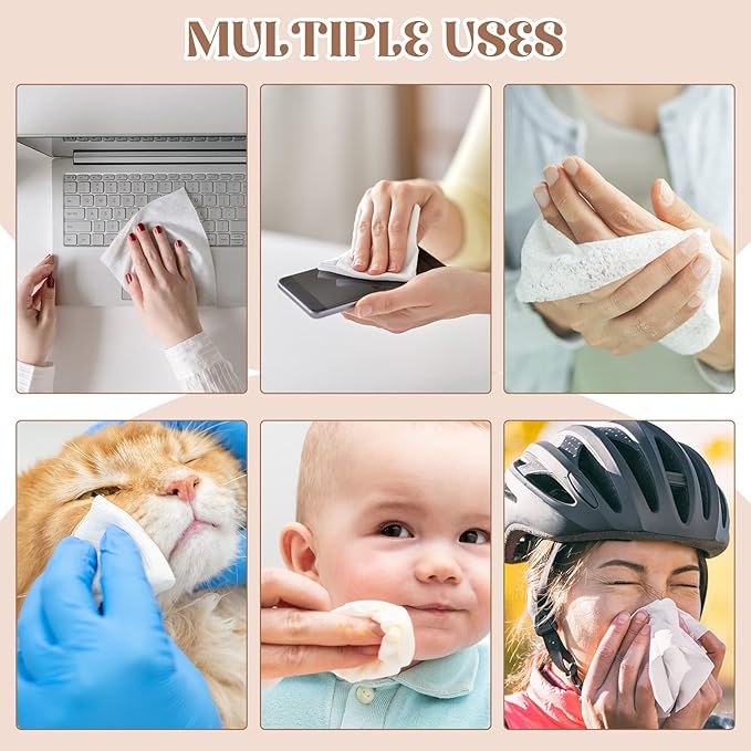 Juexica 1000 Pcs Mini Compressed Paper Towels Tablets Disposable Travel Coin Tissues Cotton Face Washcloths Portable Individual Wrap for Travel Toilet Hand Clean