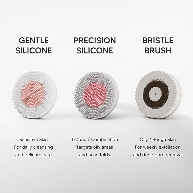 Teen Girls Electric Facial Cleansing Brush – Rechargeable Waterproof Dual Rotating Face Scrubber with 3 Interchangeable Heads, Soft Silicone Exfoliator, Perfect Skincare Gifts
