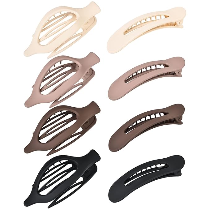 8Pcs Strong Hold Women's Claw Hair Clips - French Concord Barrettes and Duck Billed Clips for Thick Hair