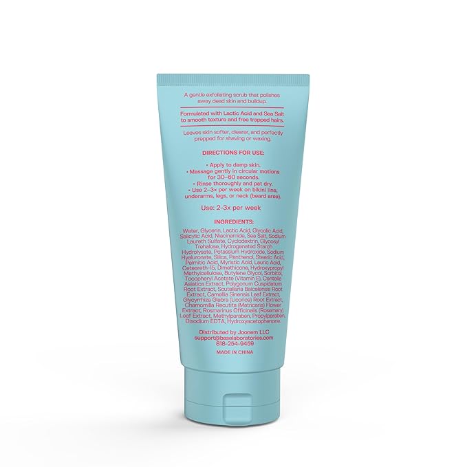 Base Laboratories Ingrown Hair - KP Bump Exfoliating Body Scrub - with AHA+BHA - Keratosis Pilaris Treatment - Daily Skin Exfoliant - Helps Reduce Strawberry Skin & Razor Bumps - Men & Women 3oz
