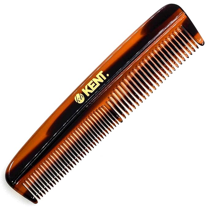 Kent R7T The APSLEY, Special Edition, Fine and Wide Tooth Hair Comb, Handmade Pocket Comb for Men, Best Beard and Mustache Combs for Everyday Grooming and Styling, Sawcut Handmade.