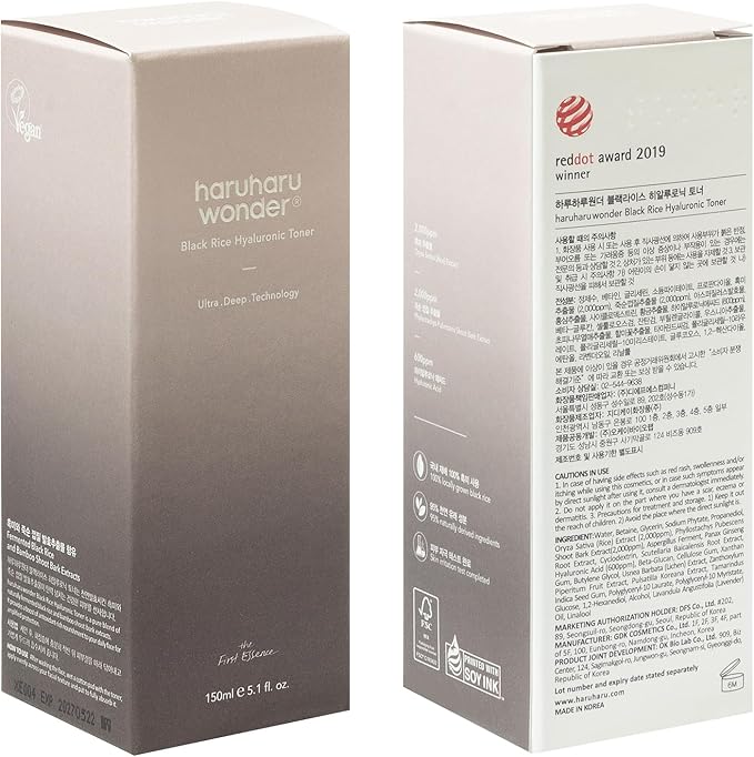 haruharu Wonder Black Rice Hyaluronic Toner, Deep Hydration, Glass Skin, Hyaluronic Acid, Lavender Oil, Skin Plumpling, Korean Skincare, Vegan, Cruelty-Free, 5.1 fl.oz