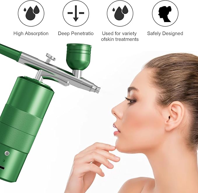 Airbrush Kit Portable Airbrush Air Brush Kit with Air Compressor Airbrush for Nails Airbrush Compressor High Pressure Nail Airbrush Machine Handheld Mini Air Brush Kit (green)