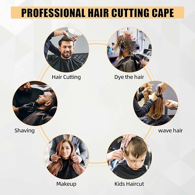 Professional Haircut Cape with Adjustable Snap Closure and Neck Duster Brush, Salon Hair Cutting Cape, Barber Cape for Unisex