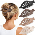 4 PCS Large Flat Hair Clips for Women Girls, French Concord Lay Down Flat Claw Clips for Thick Thin Hair, Comfortable Curved Flat Clip, Matte Non-slip Strong Hold Hair Accessories, Neutral