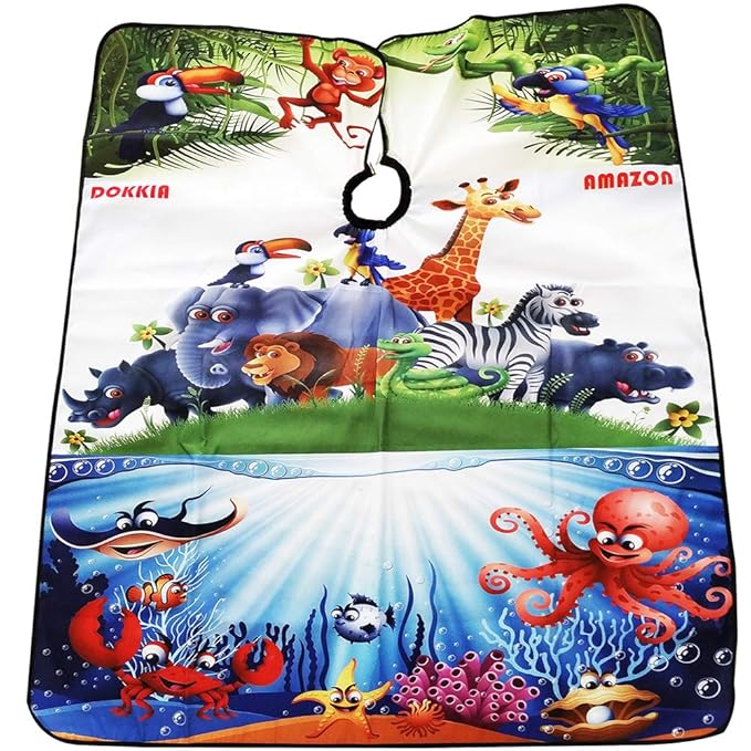DOKKIA KIDS Barber Cape Haircut Hair Cutting Children Toddler Boys Girls Hairdressing Salon Styling Cloth Apron Cover Gown (CARTOON SEA WORLD/40×50")