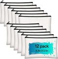 ZeeDix Canvas Pouch- Multi-purpose Cosmetic Bag with Zipper, DIY Craft Canvas Zipper Pouch Blank Makeup Bags Bulk Travel Toiletry Bag for Storage (8.3 x 5 inches)