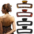 5 Inch Hair Claw Clips Extra Large Square No Slip Big Matte & Glossy XL Rectangle Clip for Thick Curly Long Hair Women, 4 Pack
